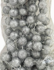 Addobbo Albero di Natale Ghirlanda Collana Palline Argento Glitter