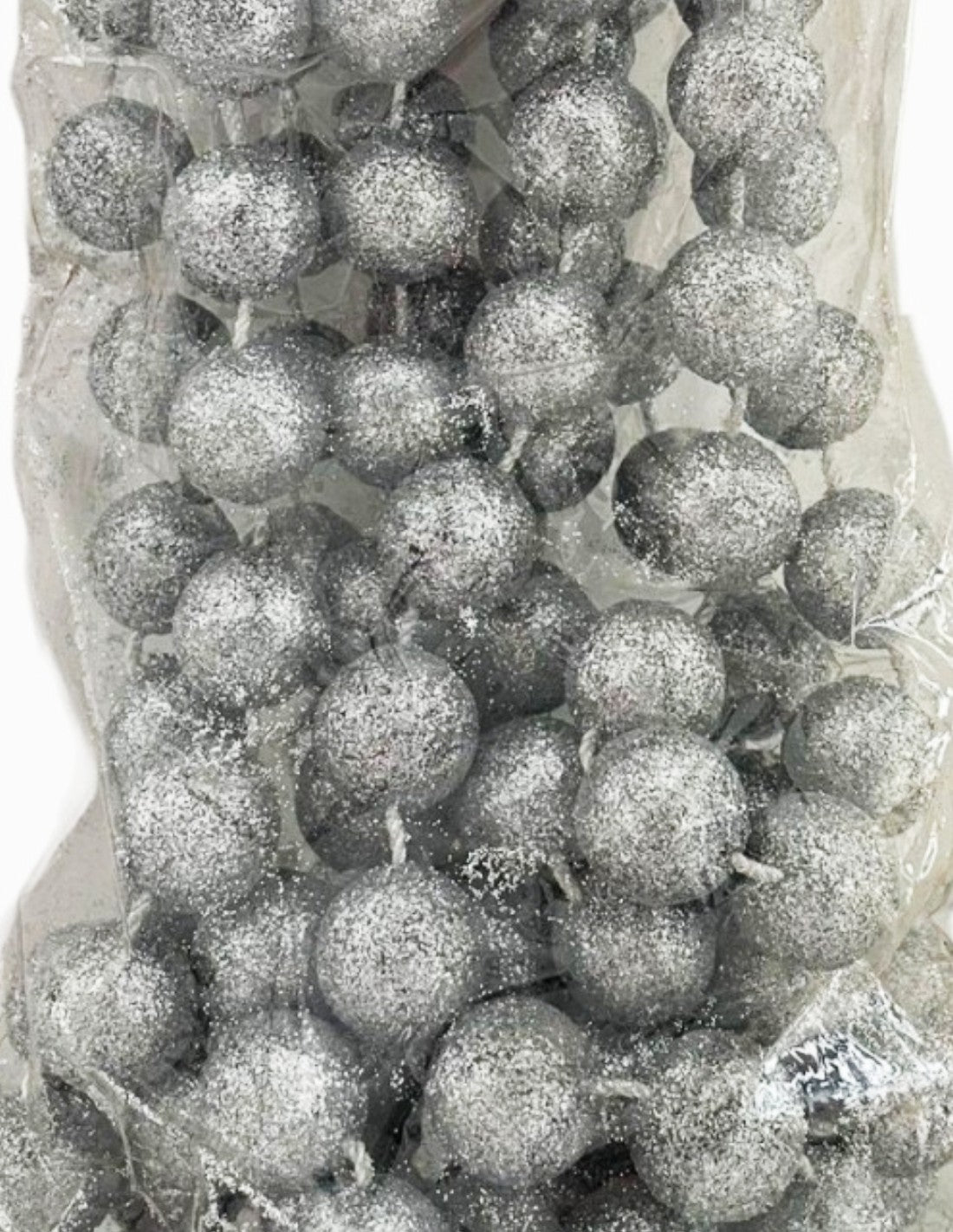 Addobbo Albero di Natale Ghirlanda Collana Palline Argento Glitter
