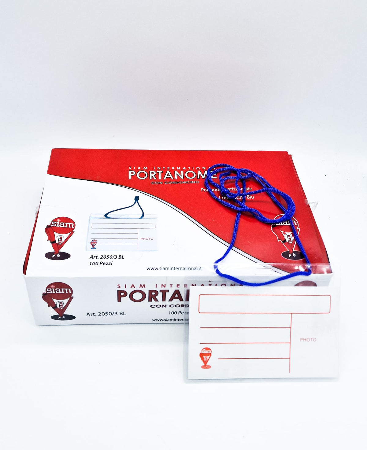 Siam Portabadge Con Cordoncino Blu Confezione 100pz.