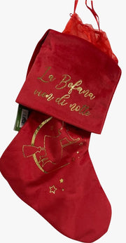 Calza Befana Epifania Rossa E Oro 28cm