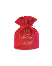 Sacco Regalo In Velluto Rosso Con Scritta Oro "Buon Natale" 55cm