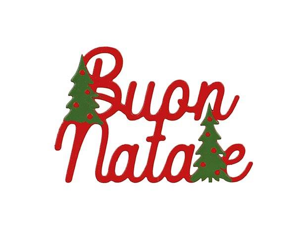 Accessori Regalo Natale Scritta In Legno "Buon Natale" Rossa Con Pini