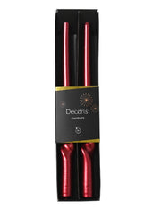 Set 2 Candele Natalizie In Paraffina Rosso Metallizzato 25cm