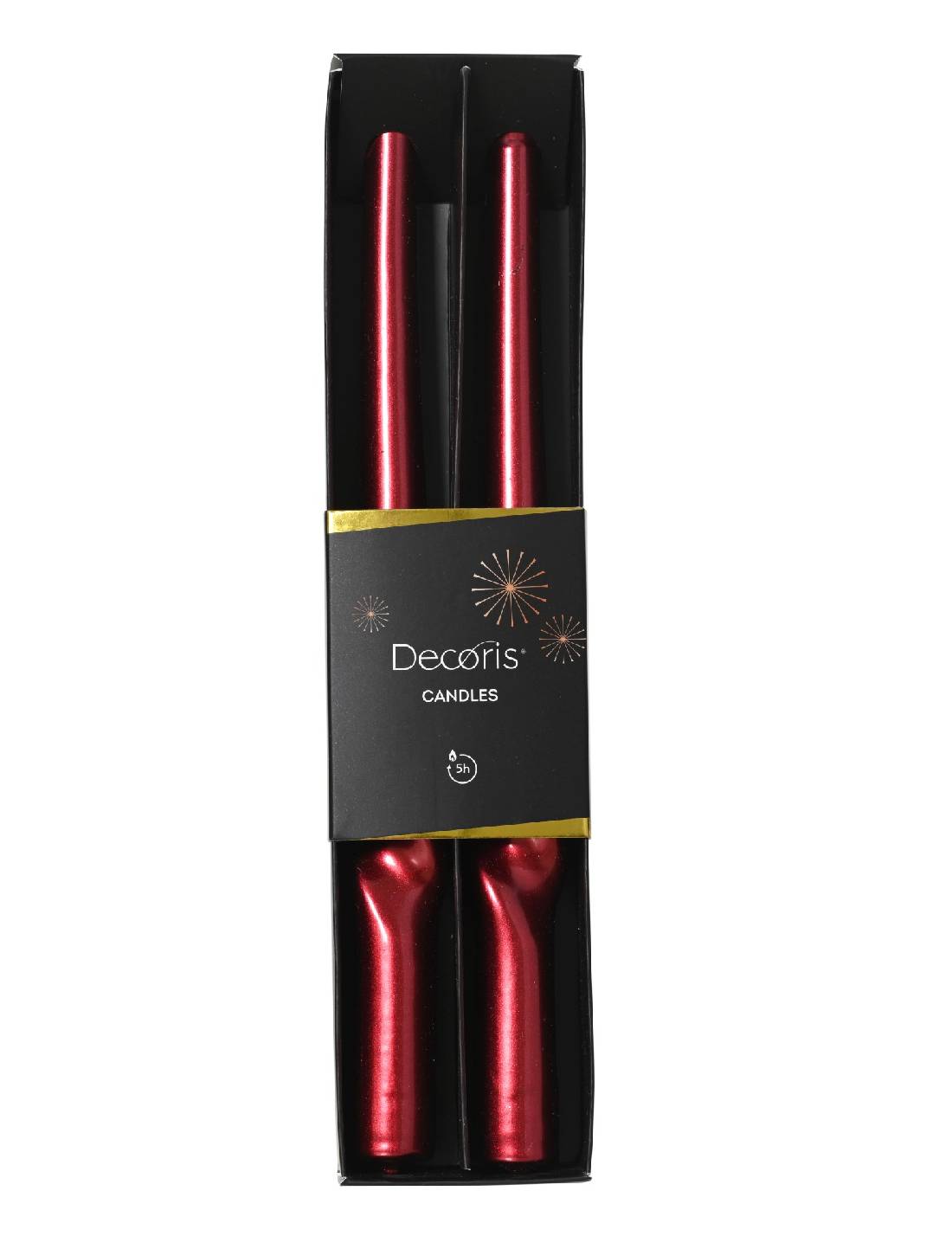 Set 2 Candele Natalizie In Paraffina Rosso Metallizzato 25cm