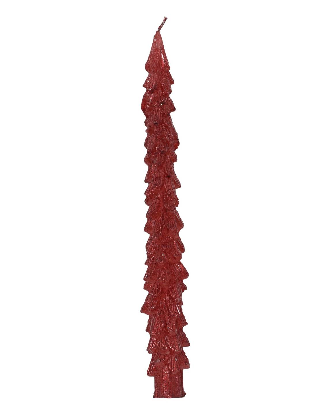 Set 2 Candele Natalizie In Paraffina Albero Rosso Metallizzato 25cm