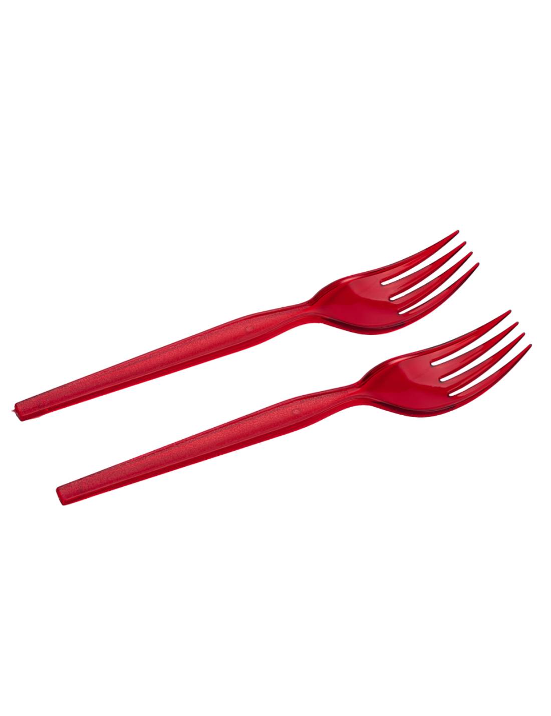 Set 20pz Forchette In Plastica Trasparenti Rosse 16cm