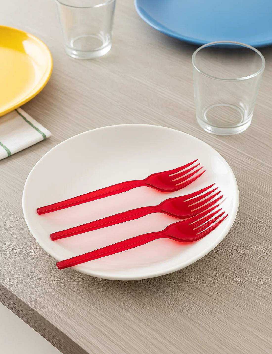 Set 20pz Forchette In Plastica Trasparenti Rosse 16cm