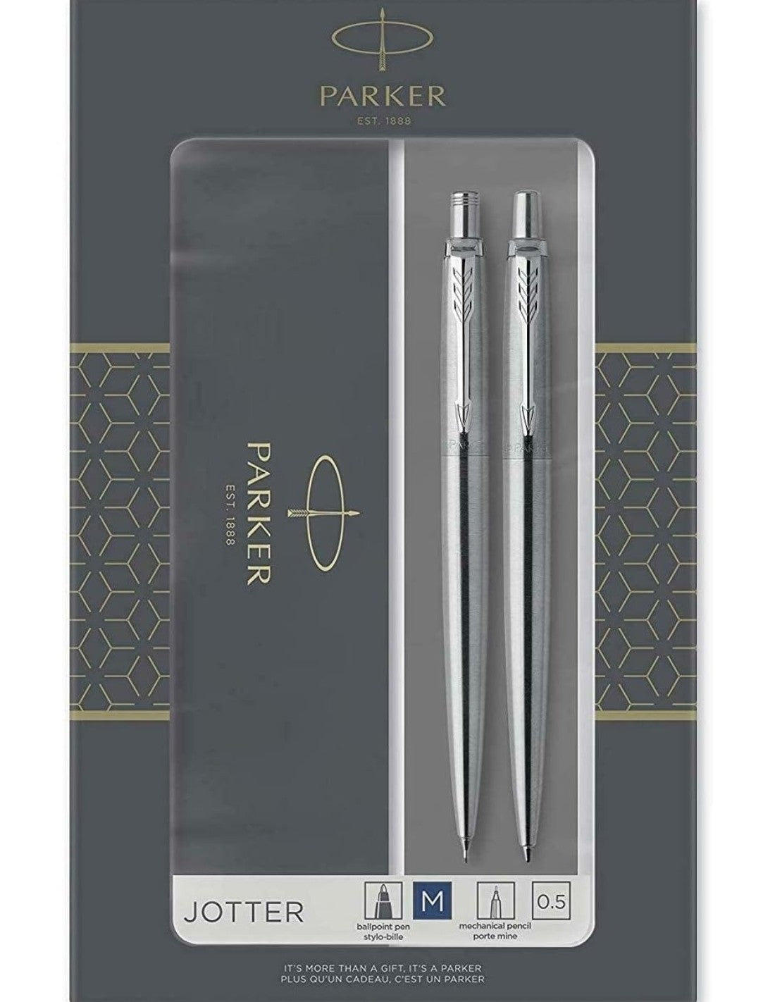 Parker Jotter Duo Set Con Penna A Sfera E Matita Portamine In Acciaio