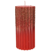 Candela Natalizia Metallizzata Rossa Con Glitter 15cm