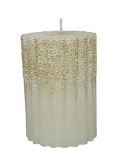 Candela Natalizia Bianca E Oro Glitter 10cm