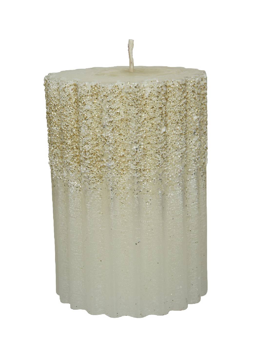Candela Natalizia Bianca E Oro Glitter 10cm