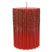 Candela Natalizia Metallizzata Rossa Con Glitter 10cm
