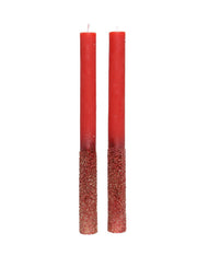 Candela Di Natale Rossa Glitter Metallizzata 25cm 2pz