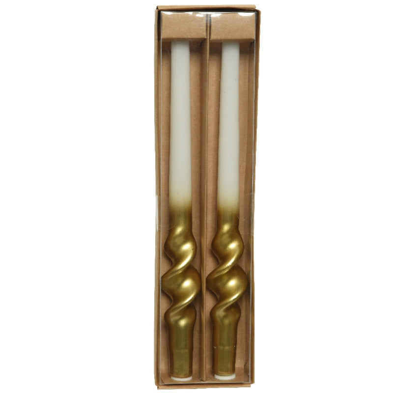 Candela Di Natale Oro E Bianca 2Pz 30cm