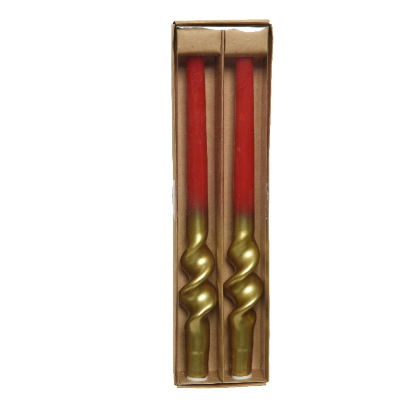 Candela Di Natale Oro E Rossa 2Pz 30cm