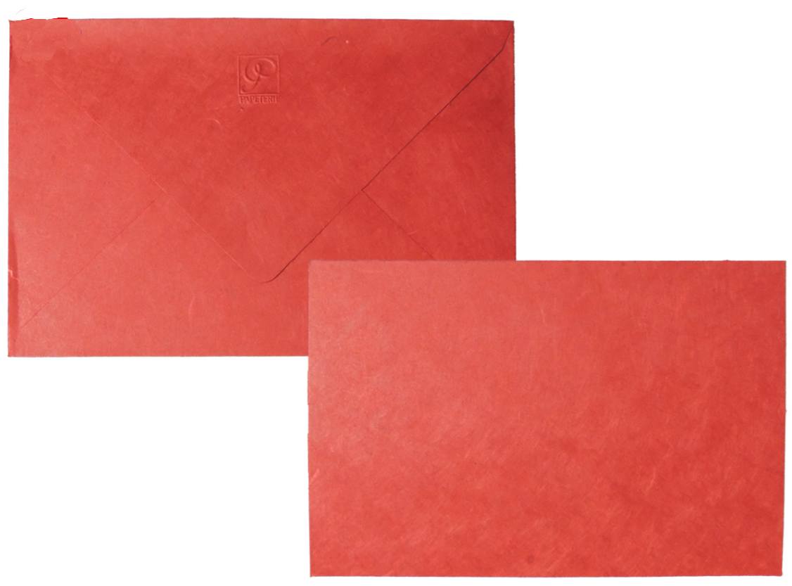 Buste Con Biglietto Carta Gelso Riso Naturale Rosso 12x17cm 10pz