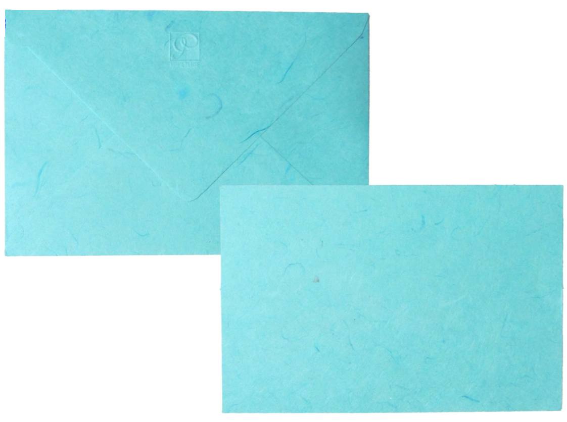 Buste Con Biglietto Carta Gelso Riso Naturale Turchese 12x17cm 10pz
