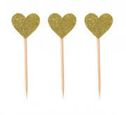 Picks Per Torta Cuori Dorati 12pz.