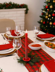 Set 2 Candele Natalizie In Paraffina Rosso Glitterato 26cm