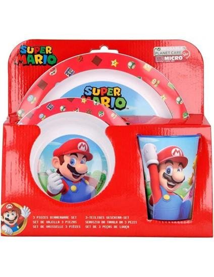 Set Merenda Super Mario Piatti e Bicchiere in Plastica