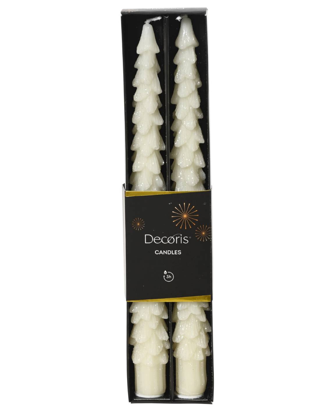 Set 2 Candele Natalizie In Paraffina Albero Di Natale Bianco 25cm