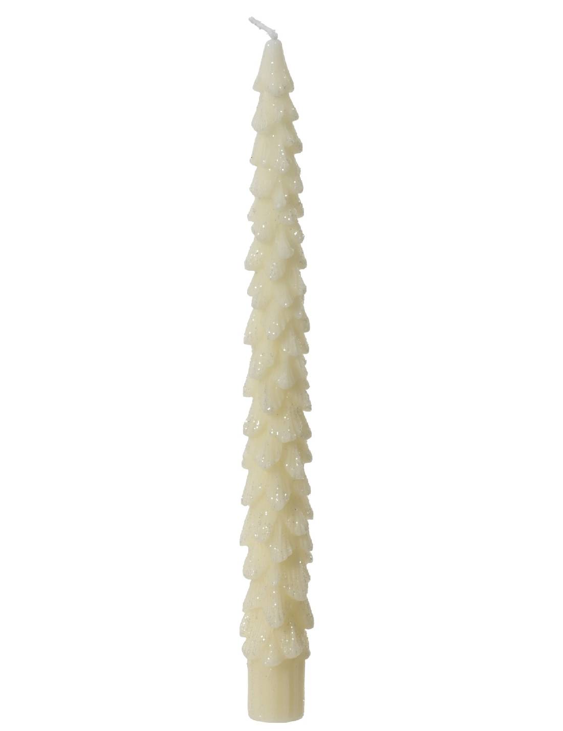 Set 2 Candele Natalizie In Paraffina Albero Di Natale Bianco 25cm