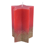 Candela Natalizia Rossa Con Glitter Oro Moccolo Stella 15cm