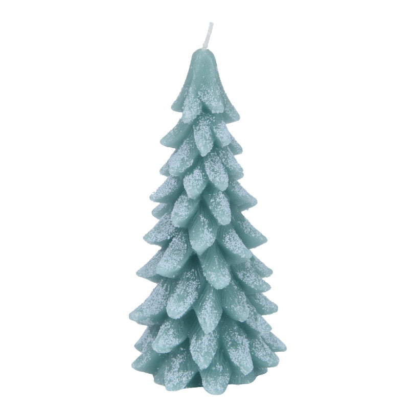 Candela Natalizia Innevata Albero Di Natale Con Glitter 20cm