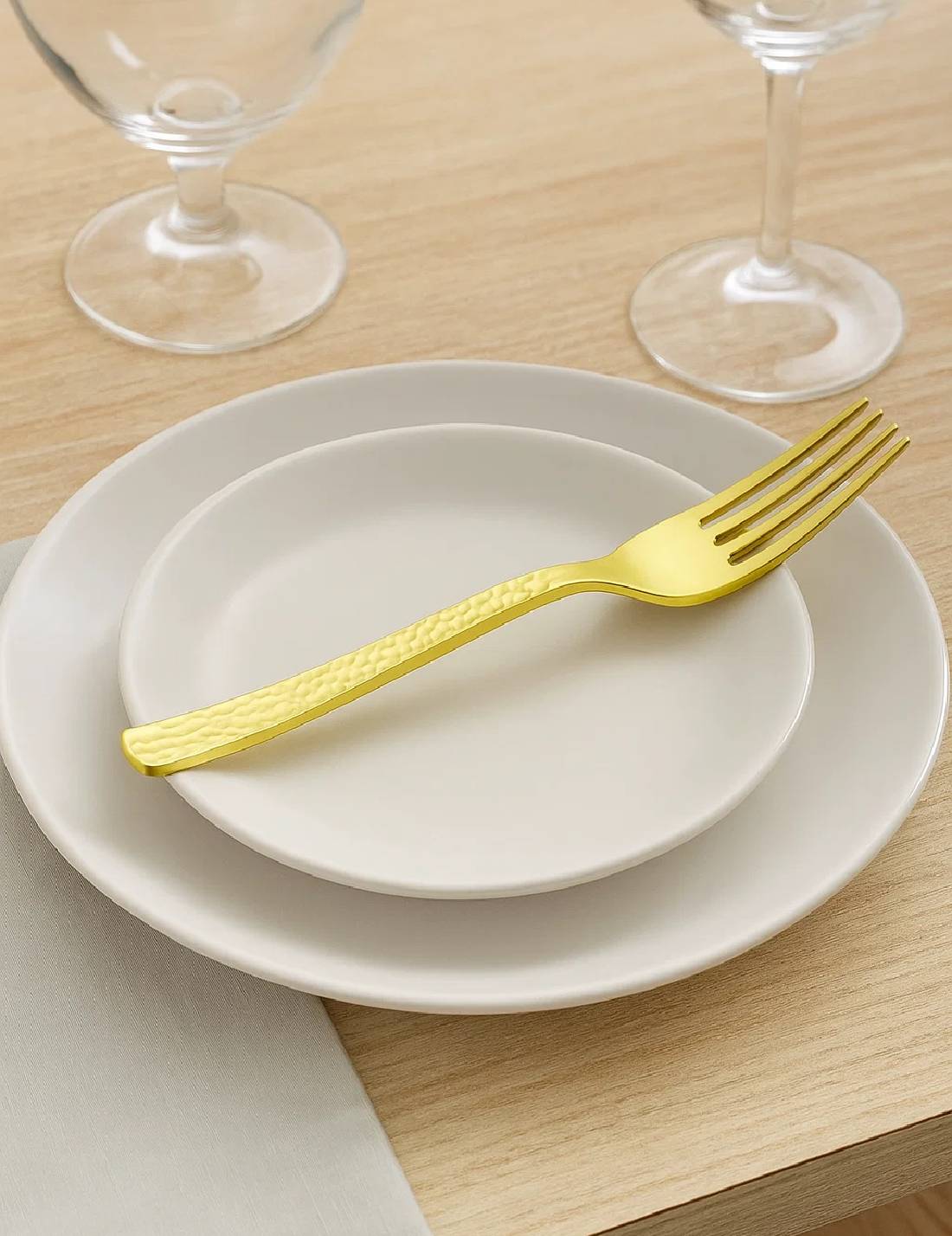 Set 20pz Forchette In Plastica Dorate 19cm
