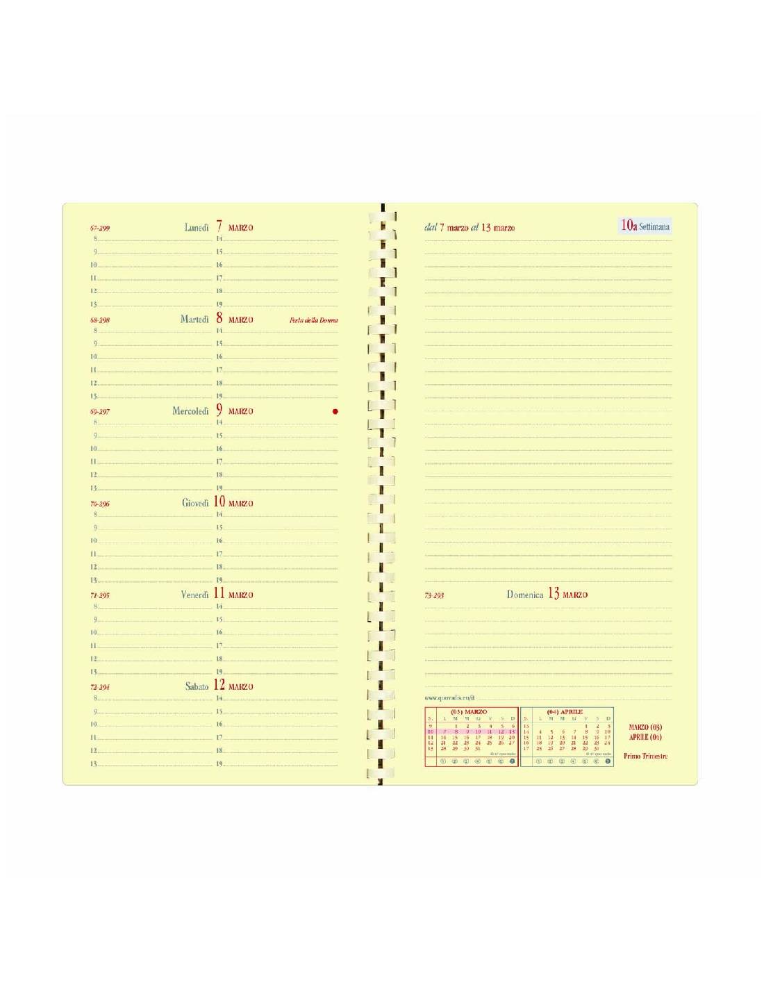 Agenda Settimanale 13 Mesi 2026 Quo Vadis Italnote S Prestige Impala Nera