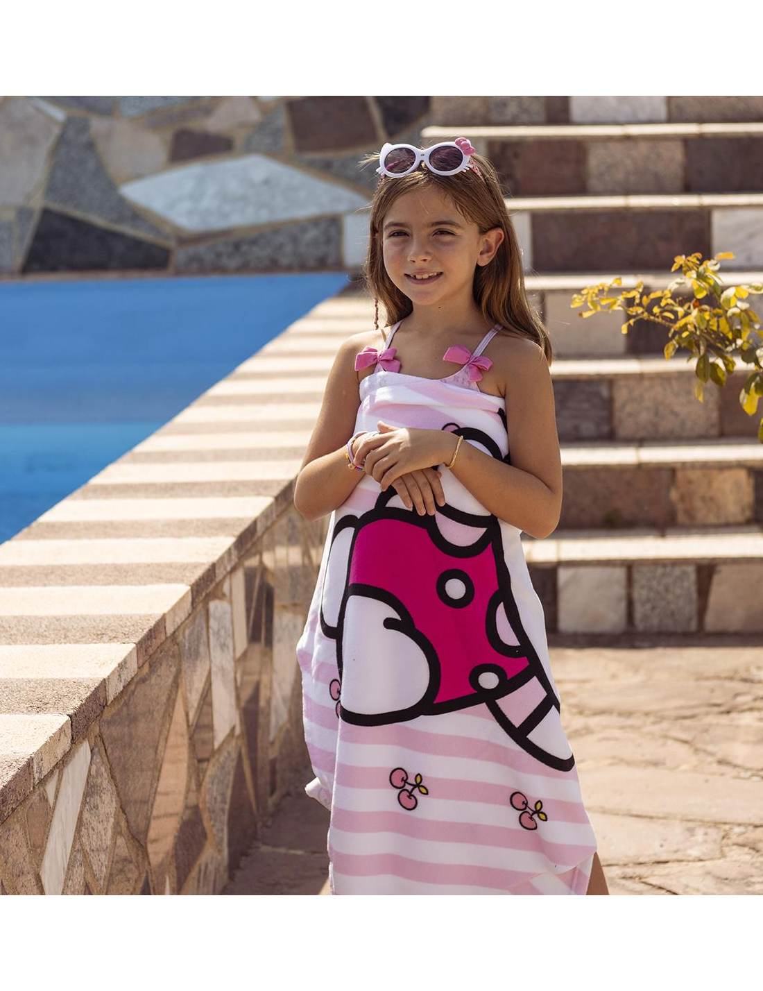 Telo Mare In Microfibra Rosa Hello Kitty 140cm