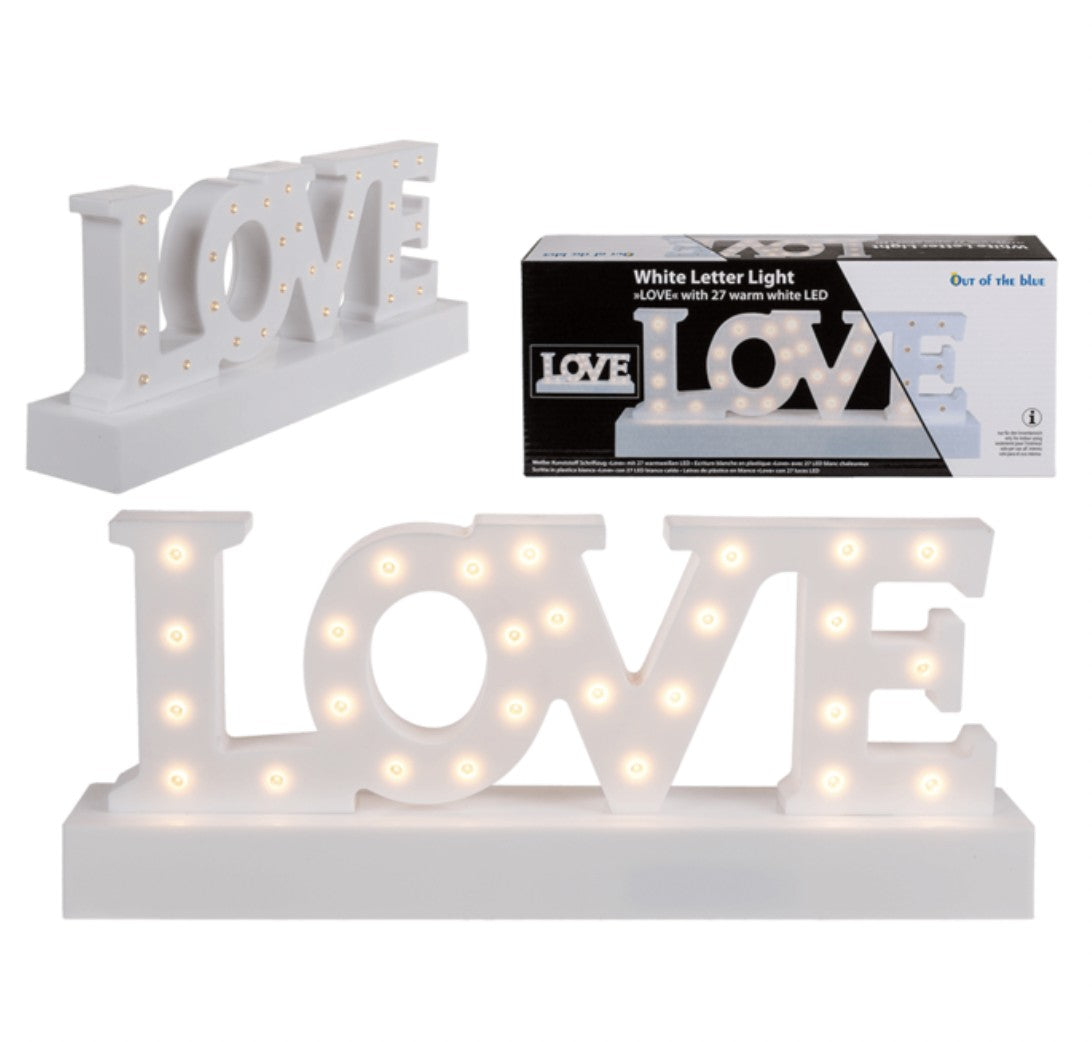 Scritta Love Con Base Decorazione Bianca A Led