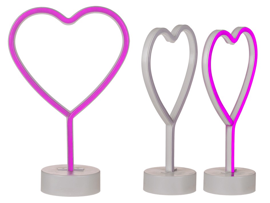 Luce Neon Rosa In Plastica Cuore Led
