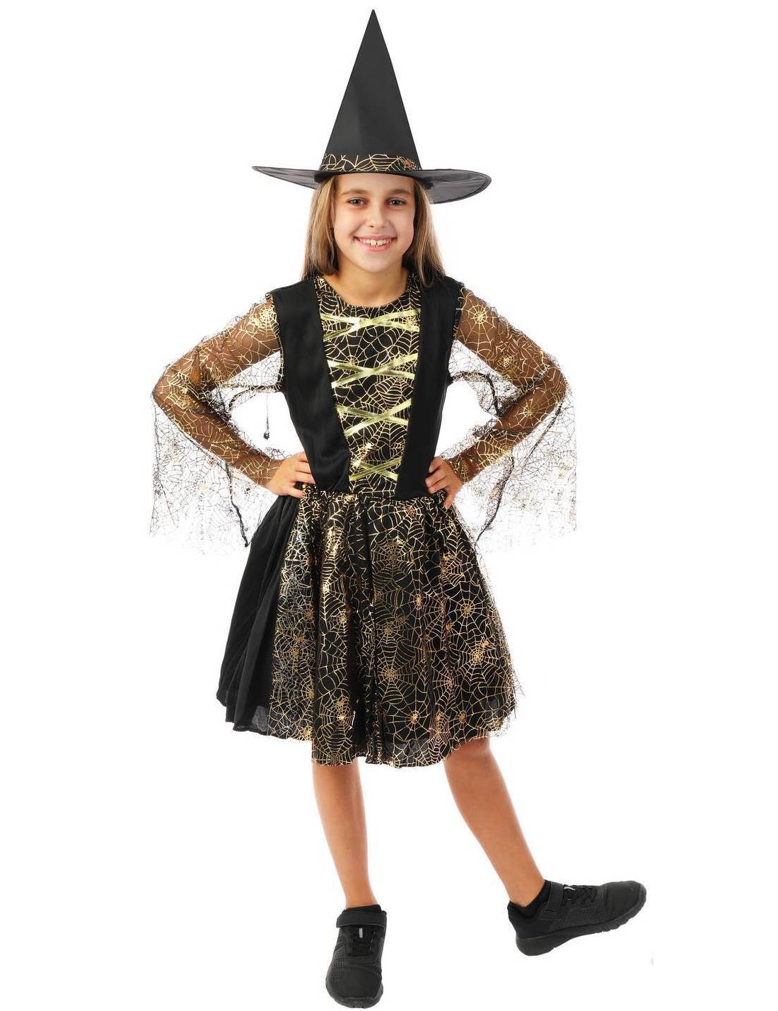 Costume Di Halloween Strega Oro/Nero 7/9 Anni