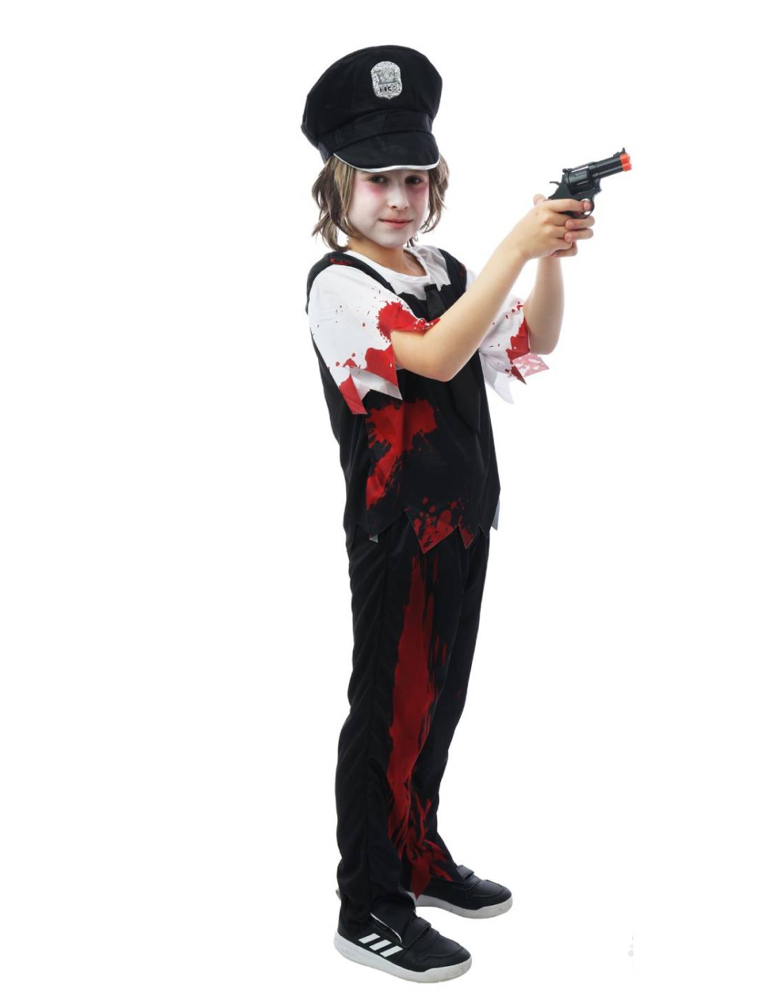 Costume Di Halloween Bambino Poliziotto Insanguinato 10/12 Anni