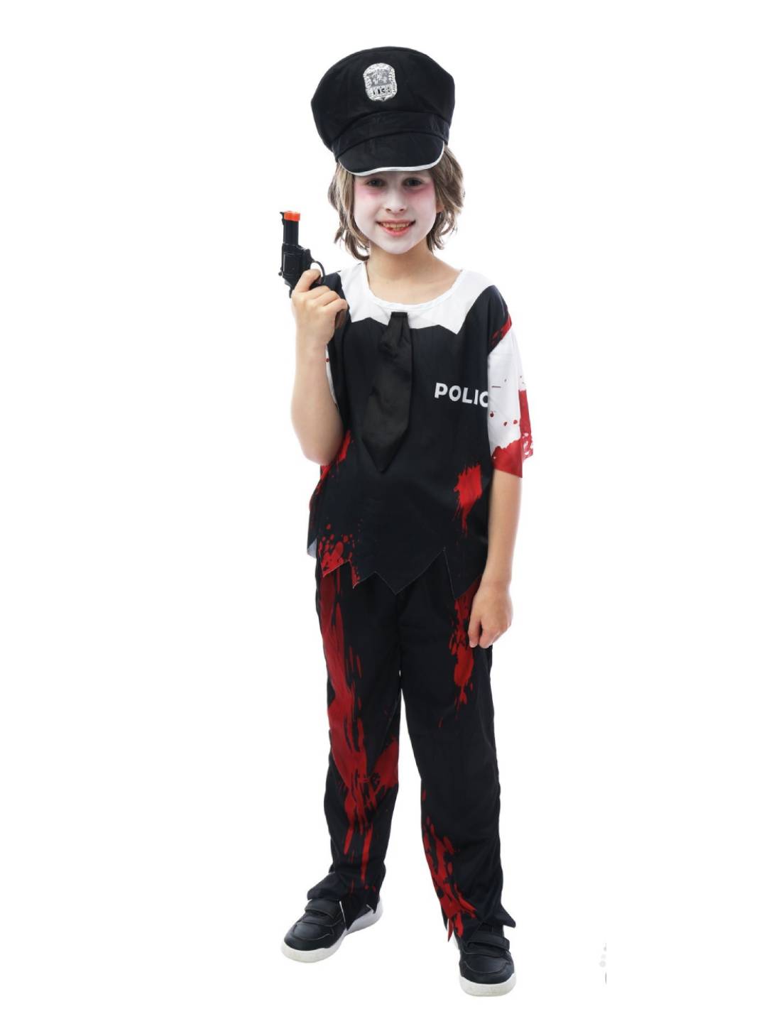 Costume Di Halloween Bambino Poliziotto Insanguinato 10/12 Anni
