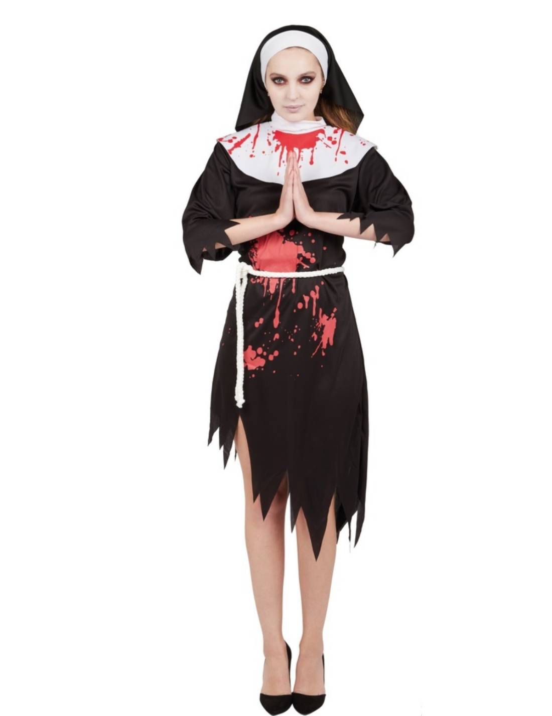 Costume Di Halloween Donna Suora Insanguinata S/M