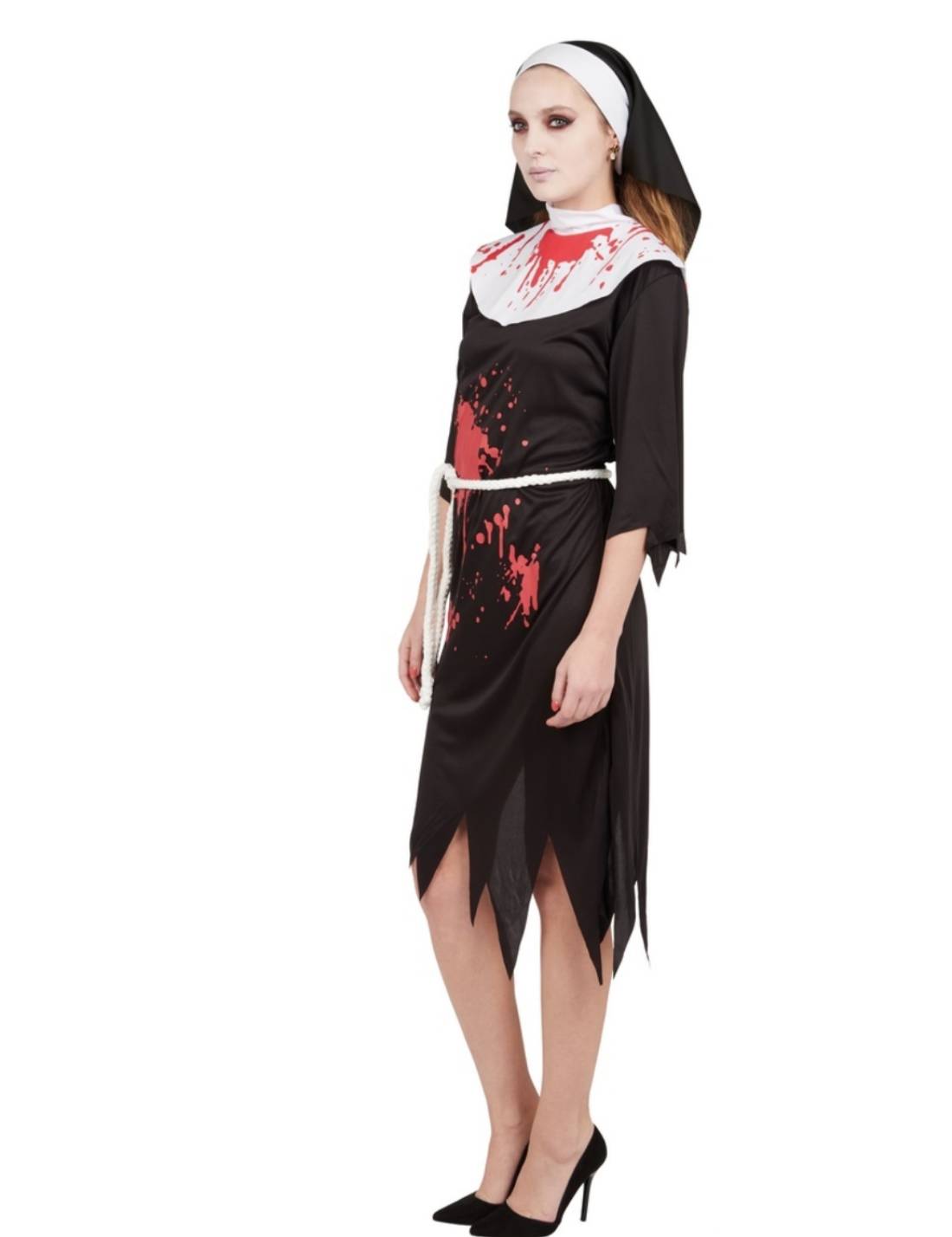 Costume Di Halloween Donna Suora Insanguinata S/M