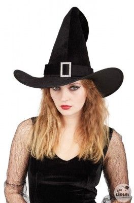 Cappello Da Strega In Velluto Nero - Accessori Halloween
