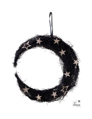 Ghirlanda Di Halloween Luna Nera Con Stelle 45cm