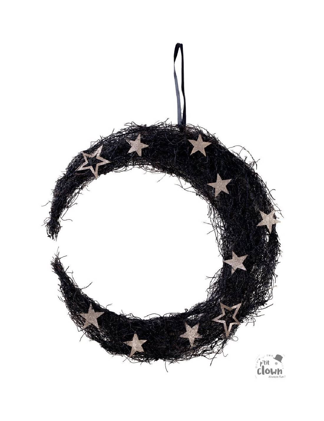 Ghirlanda Di Halloween Luna Nera Con Stelle 45cm
