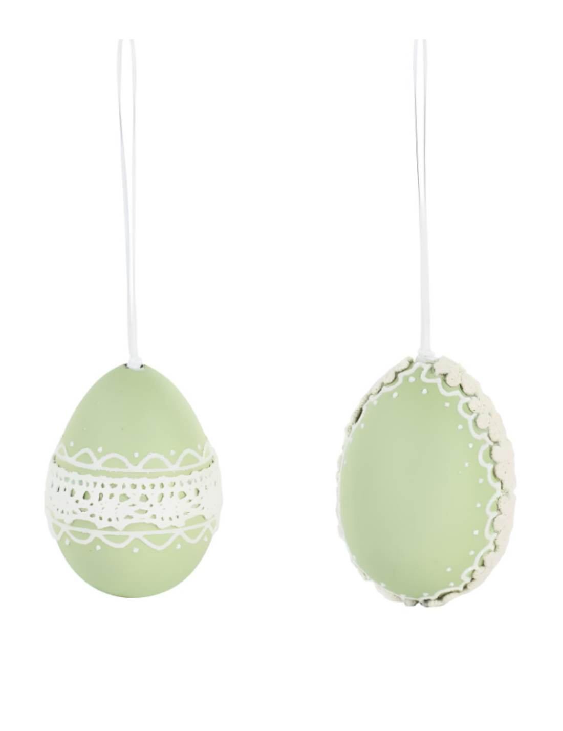 Uovo Di Pasqua Decorativo Salvia Con Merletto 6cm