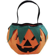 Cesto A Forma Di Zucca In Feltro 15x18x17cm Ornamento Halloween