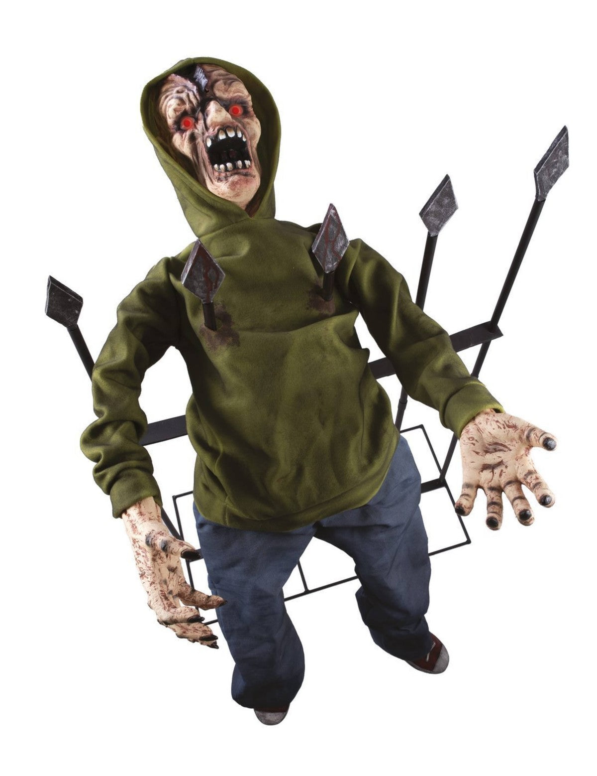 Decorazione Di Halloween Zombie Impalato Animato Con Luci E Suoni 140cm