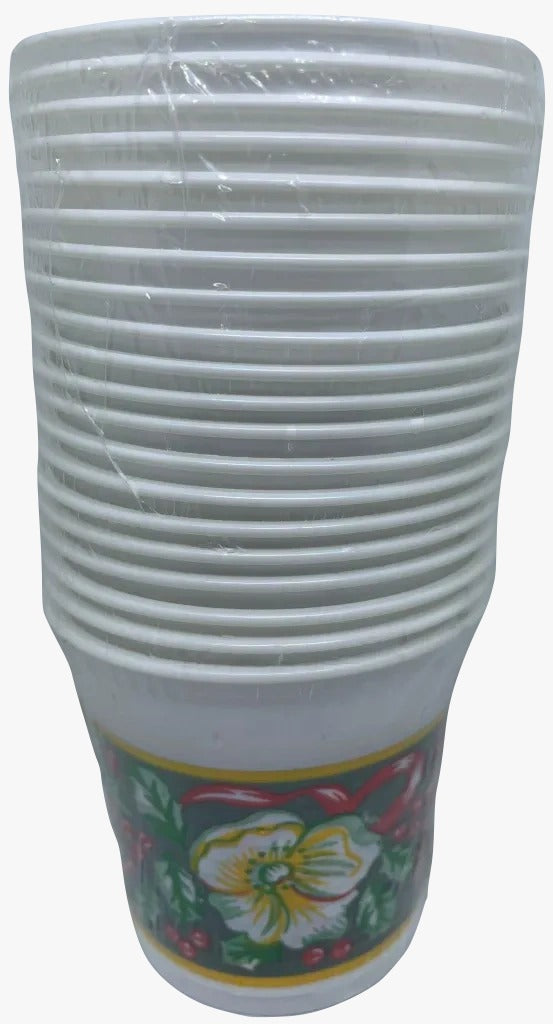 Bicchieri Di Plastica Natalizi Bianchi Con Bucaneve 20PZ 200CC.