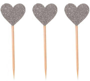 Picks Per Torta Cuori Argento 12pz.