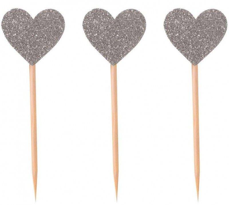 Picks Per Torta Cuori Argento 12pz.