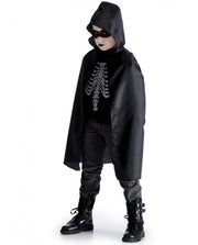 Costume Halloween Per Bambini Taglia Unica Mantello Nero Con Cappuccio
