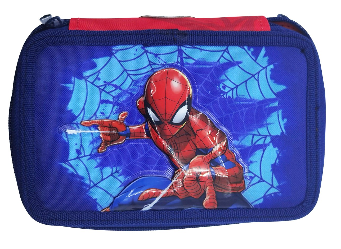 Astuccio Completo 3 Zip Marvel Spiderman Blu