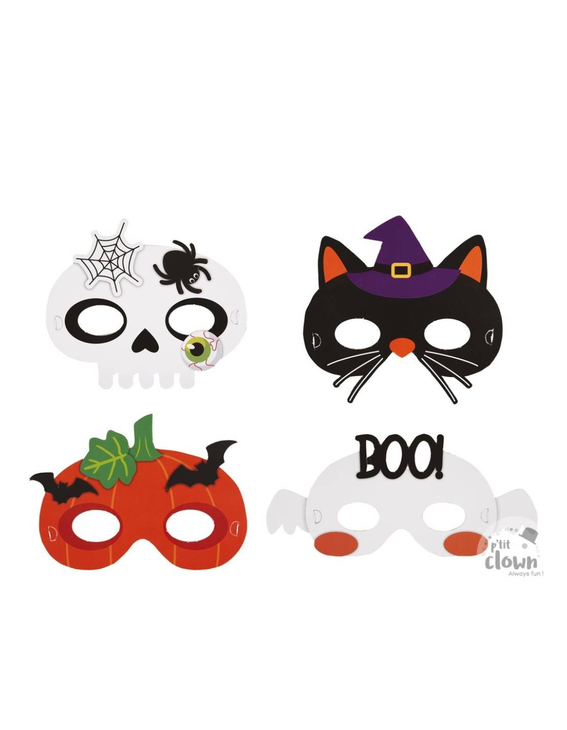 Set 4 Maschere In Carta Halloween Per Bambini